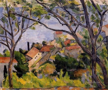 L Estaque View through the Trees Paul Cezanne scenery Oil Paintings